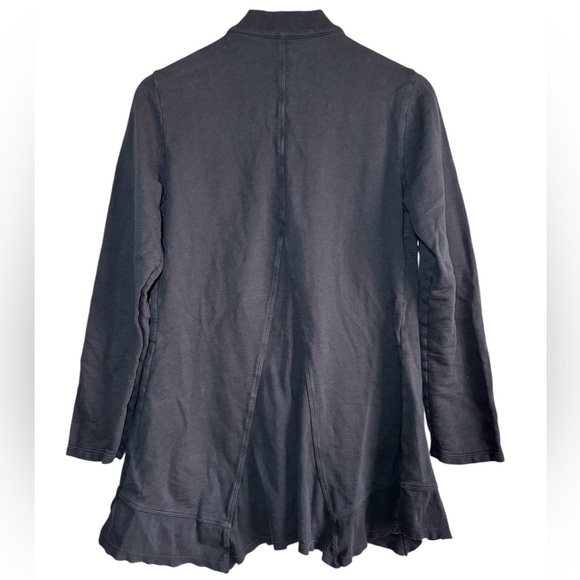 XCVI Mercantile Jacket size Large Black Full Zip Pockets Asymmetrical Lagenlook - Picture 2 of 6